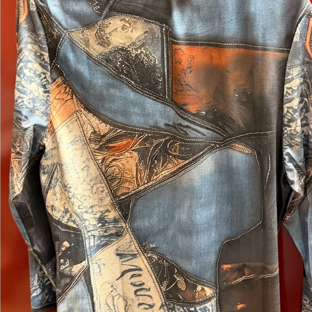 FuTario Women's Blue and Orange Top - Picture 2 of 2